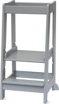 Stepup Baby Toddler Standing Tower - 3 Level Adjustable Wooden Kitchen Step Stool, Bathroom Sink, Kitchen Counter, Kids 18 Months to 4 Years Gift - Gray