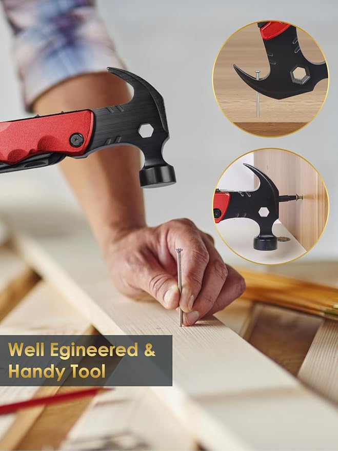 Stocking Stuffers for Men Dad Gifts, Multitool Camping Accessories 13-in-1 Survival Multi Tools Hammer, Christmas Cool Gadgets for Adults Him Boyfriend Husband Grandpa Women Birthday Valentines