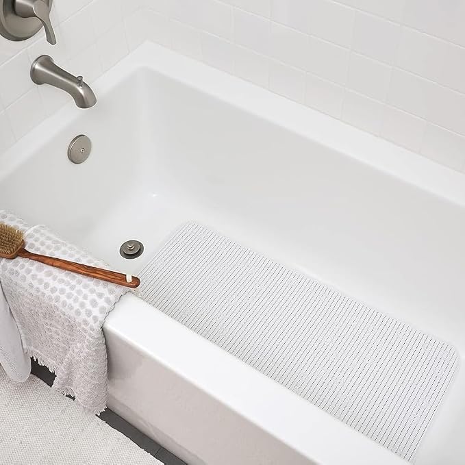 Duck Brand Clorox Cushioned Shower Mat, Non Slip Bathtub Mat with Suction Cups, 17 Inches x 36 Inches, White, 2 Pack