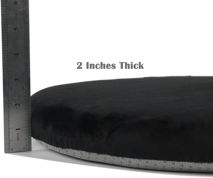 Sigmat Memory Foam Seat Cushion Anti-Slip Soft Round Chair Pad 16 Inch Velvet Black