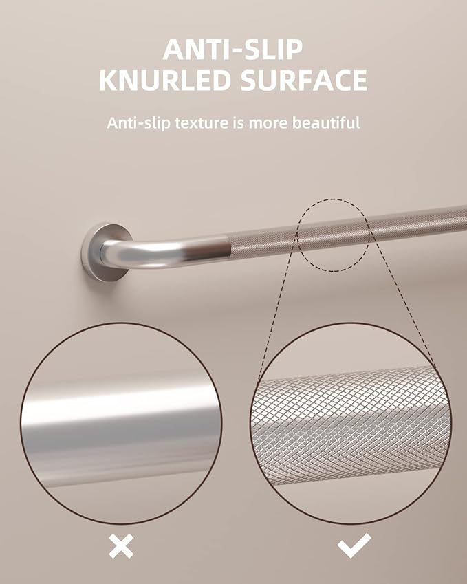 24 Inch Anti Slip Shower Grab Bar, Munzong Stainless Steel Bathroom Grab Bar, Satin Brushed Nickel Knurled Bathroom Balance Bar,Safety Hand Rail Support Handicap Elderly Senior Assist Bath Handle