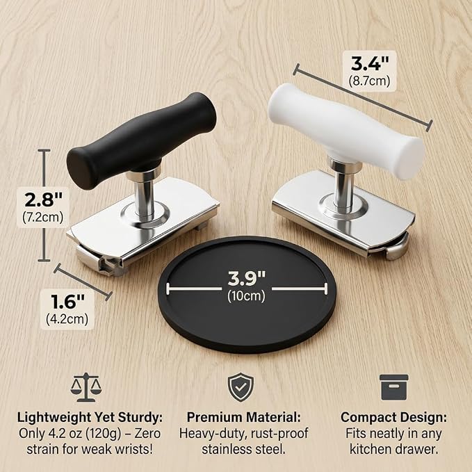 Adjustable Jar Opener for Weak Hands and Seniors, Multi-Functional Lid Opener Set with Non-Slip Silicone Pad, Easy Grip Bottle Opener for Arthritis, Stuck Jars & Bottles (Black, 2Pcs Set)