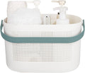 UUJOLY Plastic Storage Baskets with Handles, Shower Caddy Shelf Organizers Basket for Bathroom, Kitchen, Dorm Room, Green