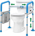 Loyoda Toilet Safety Rails for Seniors, Adjustable Height Toilet Handles for Elderly and Disabled, One-Button Width Adjustment, Foldable Handles, 350 LBS, Toilet Bars Fit Most Toilets