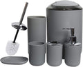 CERBIOR Bathroom Accessories Set 6 Piece Bath Ensemble Includes Soap Dispenser, Toothbrush Holder, Toothbrush Cup, Soap Dish for Decorative Countertop and Housewarming Gift (Light grey-6pcs)