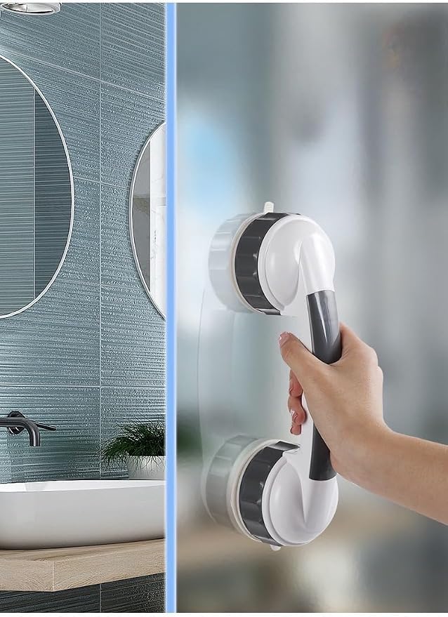 2Pack of 3Inch with Twist for Stronger ADA Shower Handles for Elderly Suction Shower Grab Bars for Seniors Handicap Safety Handrail for Bathtubs Safety Shower Grab Bars