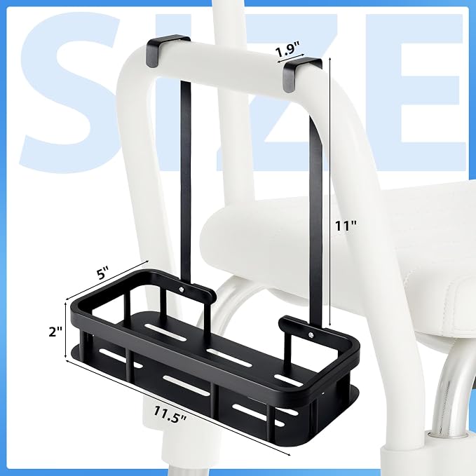 Shower Caddy Hanging, Showers Organizer Rack for Chair Bench for Elderly Seniors Disabled Shower Chair- Black