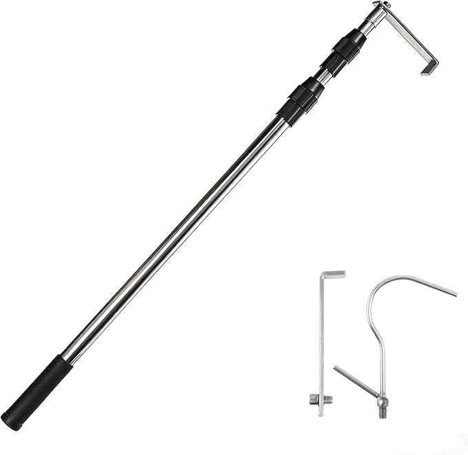 Cargo Grabber Reach Retriever Tool, 16-36 Inches Truck Bed Accessories Telescoping Pull Pole with Two Hooks, Used for Pickup Truck, SUV, Improve Efficiency and Portable