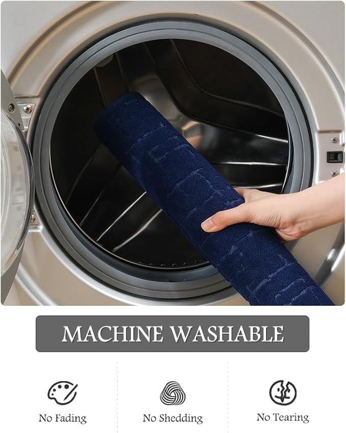 AMOAMI-Bath Mat-Absorbent Quick Dry Bathroom Floor Mats-Washable Rubber Backing Bath Mats for Bathroom Rugs Fit Under Door-Bath Rug for in Front of Sink Bathtub Shower Room, Navy 24''x70''