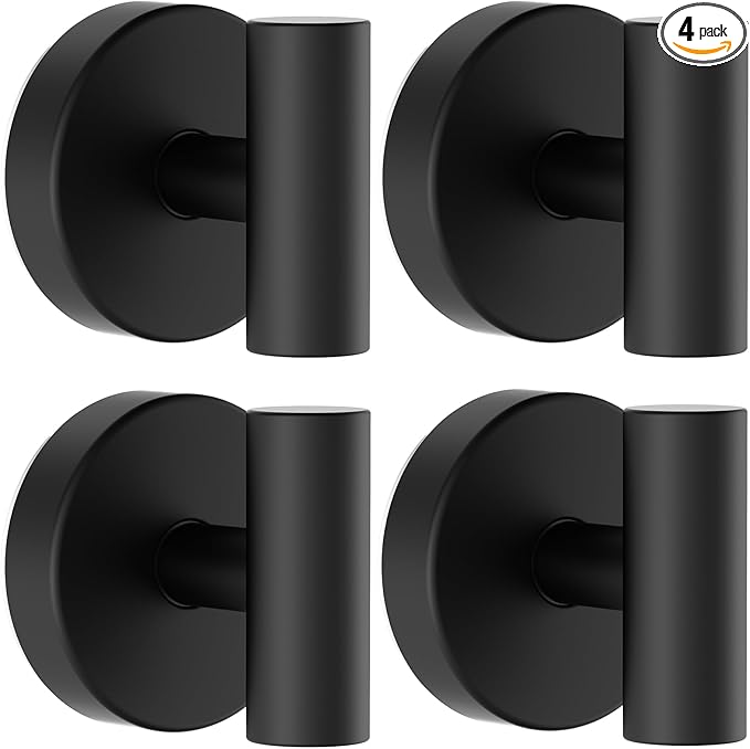 Bntuk Suction Cup Hooks, Shower Hooks for Inside Shower – Removable Towel Hooks for Bathroom Window Glass Mirror Tile, Bath Robe Looafh Hook for Hanging – Waterproof & Rustproof, Black (4 Pack)