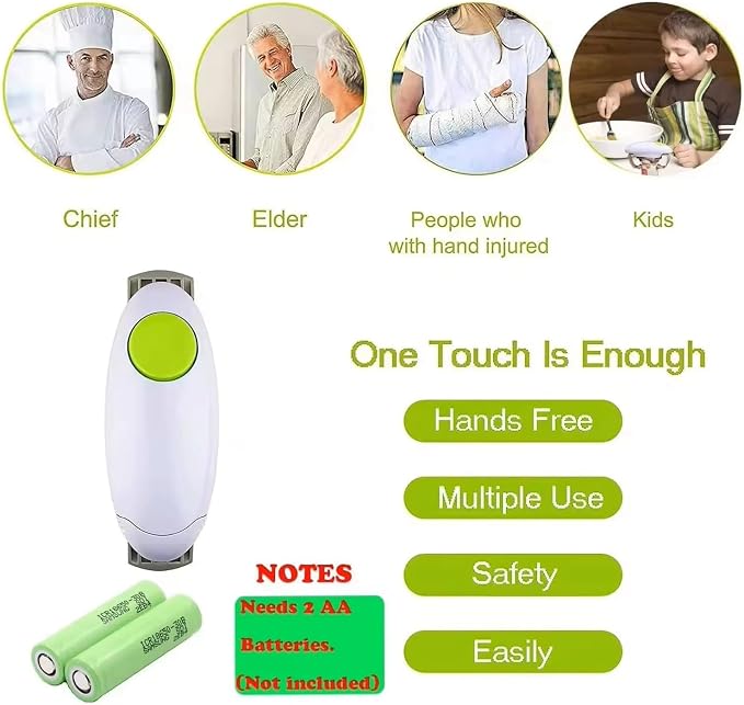 One-Touch Automatic Electric Jar Opener – Hands Free Smooth Edge Kitchen Can Opener Higher Torque & Strong High Quality