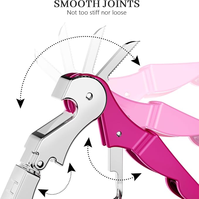 HYZ 2-Pack Wine Opener Waiter Corkscrew, Professional Wine Key for Servers, Bartender with Foil Cutter, Manual Wine Bottle Opener Double Hinged (Fuchsia)