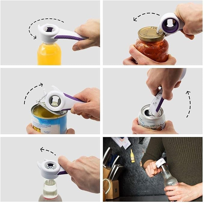 Jar Opener & Bottle Can Opener Multifunction Bottle Lid Grippers for Weak Hand, Elderly, Seniors, Arthritis Sufferers,Child,Women (Blue)