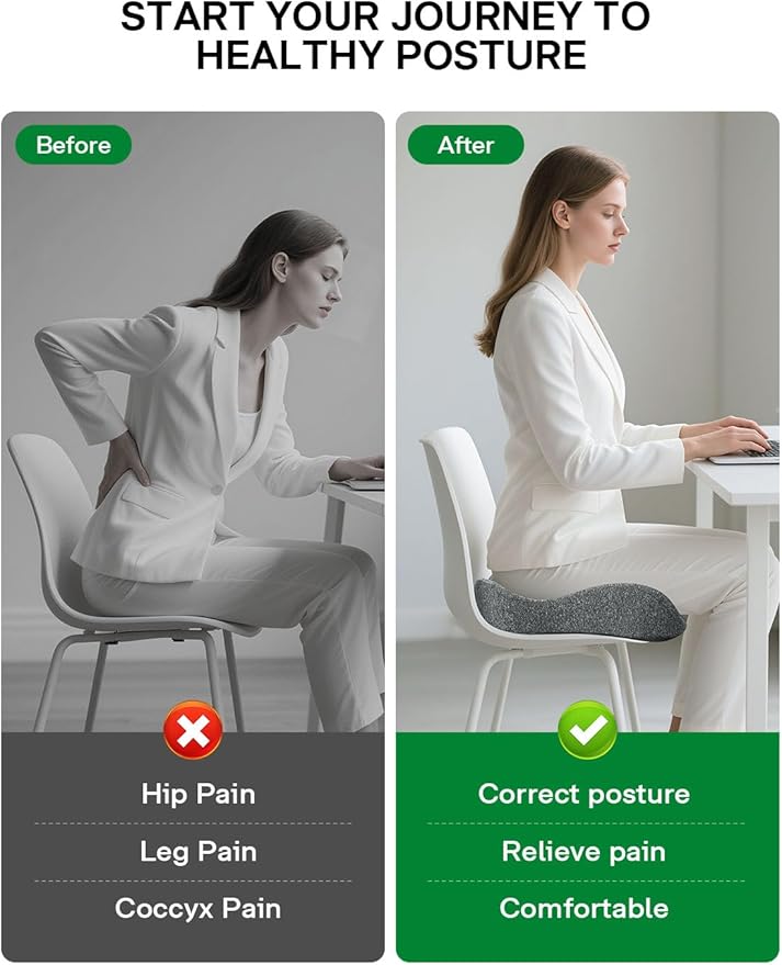 medisana Seat Cushion, SC 100 Seat Cushions for Office Chairs, Car Seat, Wheelchair - Sciatica & Tailbone & Coccyx Pain Relief Pillow for Driver Sedentary, Gift for Women Men(Size:18*14.6*3.54in-Grey)