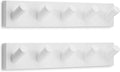 LARHN Wall Mounted Coat Rack, White with 5 Heavy-Duty 1" Diameter Hooks (2-Pack), 16.5" - Wall Hook Rack - Modern Scandinavian Home Decor
