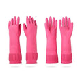 DABOGOSA Mamison 2 Pairs Reusable Waterproof Household Dishwashing Cleaning Rubber Gloves, Non-Slip Kitchen Glove (Pink, Medium (Pack of 2))