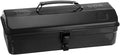 HARFINGTON Tool Box 14.2" Portable Steel Tool Box Hip Roof Style with Metal Latch Closure Tool Chest for Household Workshop Car, Black