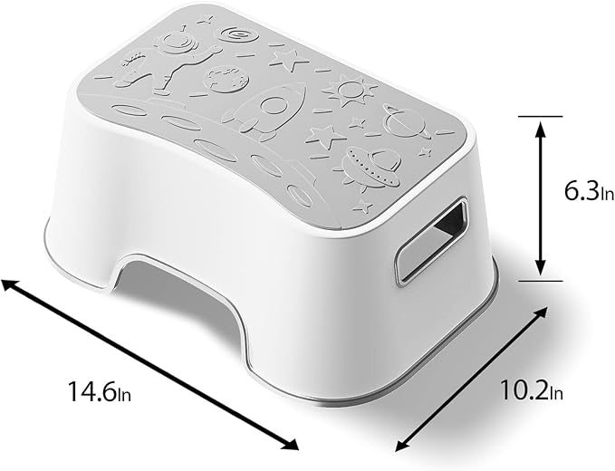 UNCLE WU Step Stool for Kids and Adults – Non-Slip Toilet Squatting Stool, 200 lbs Capacity, Potty Training Step Stool for Toddlers, Better Posture Bathroom & Sink Use(Gray White)