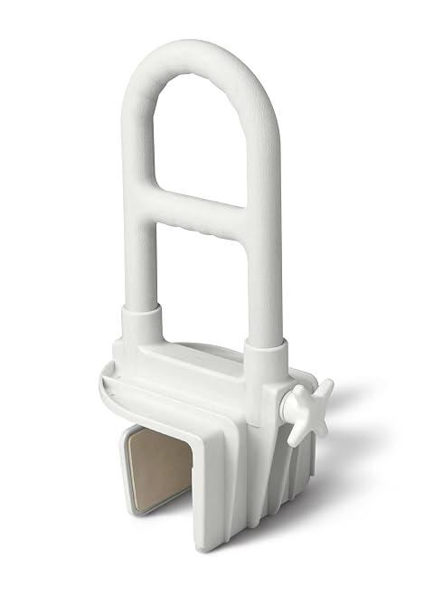 Medline Bilevel Bathtub Grab Bar with Clamp - Secure Bathroom Safety Rail for Elderly and Disabled - 1 Each