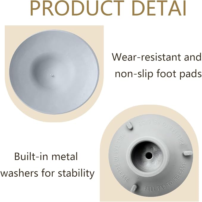 Replacement Feet for Shower Chair, 4 Pack Non-Slip TPR Suction Cup Feet for 1" Pipe (Actual I.D. ~24mm), 3.6" Base - for Smooth & Flat Surfaces Only - Please Measure Your Chair Legs Before Purchase