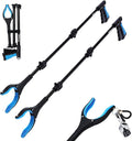 38" Extra Long Grabber Reacher Tool – 2 Pack Foldable Reacher Grabber Pickup Tools with 360° Rotating Jaw & Magnet - Heavy Duty Pick Up Grabbers for Seniors, Trash, Surgery Recovery (Blue Blue)