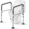 Loyoda Toilet Safety Rail for Seniors, 11.7lbs Steel, Rock-Solid Stability | Height & Width Adjustable,Foldable,Padded Armrests,Wide Non-slip Foot Pads,350 lb Capacity for Pregnant Women & Disabled,Gray