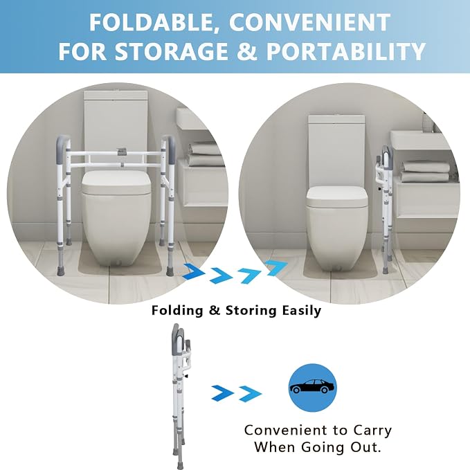 WeHwupe Toilet Rails - Toilet Safety Rail for Elderly Adults - Adjustable Bathroom Toilet Handles - Toilet Safety Frame & Rails - Toilet Grab Bars for Senior, Handicap & Disabled,Fits Most Toilets