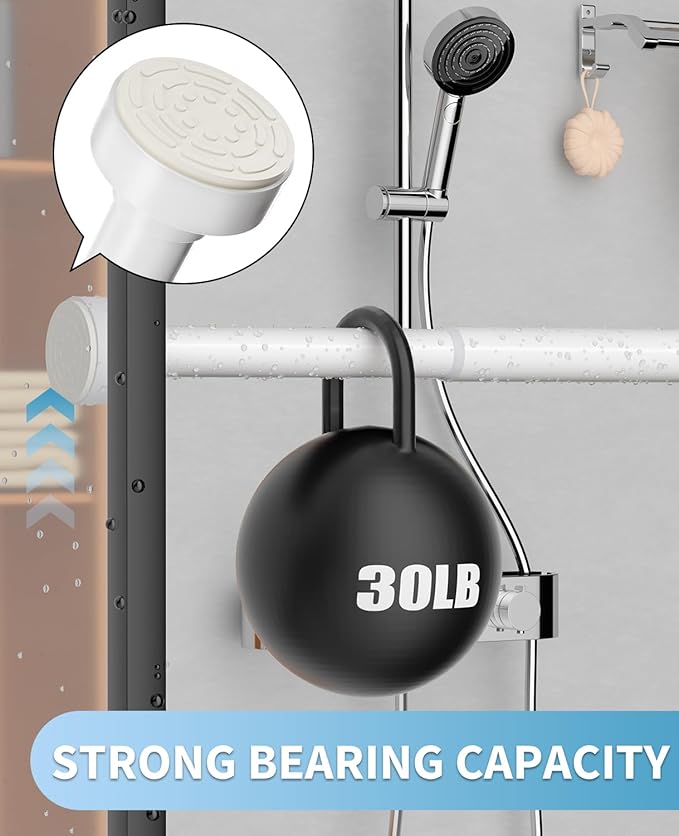 White Shower Curtain Rod 34-96 Inches(2.8-8ft) Adjustable Shower Rod No Drilling Non-slip Never Rust Shower Tension Rod for Bathroom Bedroom Windows Outdoor Garden