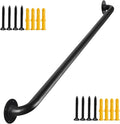 45 Inch Black Wall Mount Hand Rails for Indoor Stairs, Interior Staircase Handrail, Outdoor Metal Stair Railing for Exterior Steps, Banister Deck Rails,Safety Grab Bar for Elderly