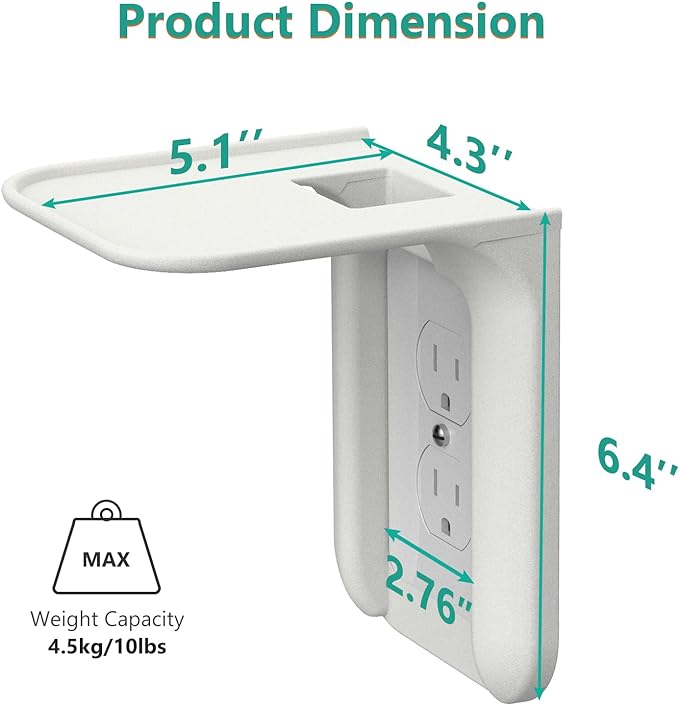 WALI Outlet Shelf Wall Holder,Bathroom Walls Shelves up to 10lbs Standard Vertical Duplex Wall Shelf Organizer for Smart Home Decor Space Saving Power Tools, Toothbrush (OLS002-W), 2 Pack, White