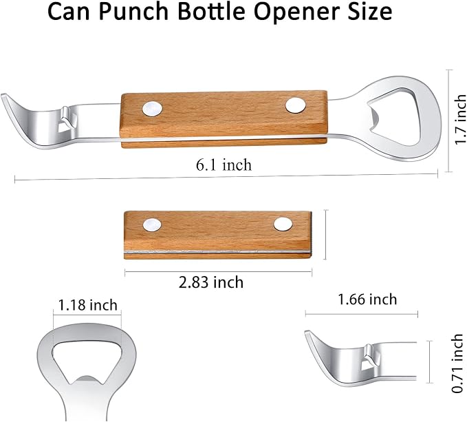 HANCELANT Can Punch Bottle Opener, Manual Stainless Steel Can Opener 2 Pack