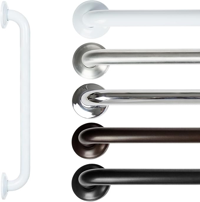 Vive Grab Bar for Showers - Bathroom Antislip Handrail for Seniors, Elderly Assistance Product, Heavy Duty Shower Handles, Handicap Grab Bars, Stainless Steel, Multipurpose, 440 lbs (White)