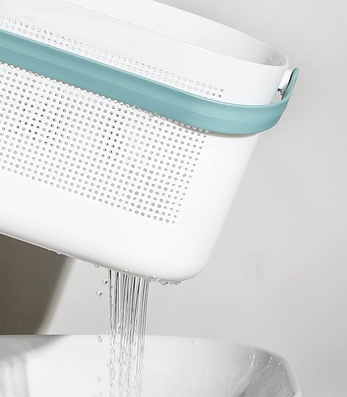UUJOLY Plastic Storage Baskets with Handles, Shower Caddy Shelf Organizers Basket for Bathroom, Kitchen, Dorm Room, Green, 2 Pack