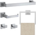JOPOFI 5 Piece Bathroom Towel Bar Set - Thicken Stainless Steel Bath Towel Holder, 15.7 Inch Towel Racks for Bathroom Wall Mounted, Bathroom Hardware Accessories Set - Brushed Nickel