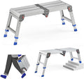 Loyoda Folding Work Platform for Adults, Aluminum Foldable Step Stool Adjustable Height, Lightweight and Durable Portable Outdoor Aluminum Step Ladder, Maximum Load Capacity of 500 Pounds.
