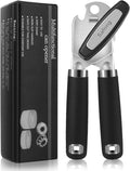 Safring Can Opener Manual, Heavy Duty Handheld Strong Can Opener with Soft Touch Handle, Sharp Blade Smooth Edge, Can Openers with Multifunctional Bottle Opener, Black