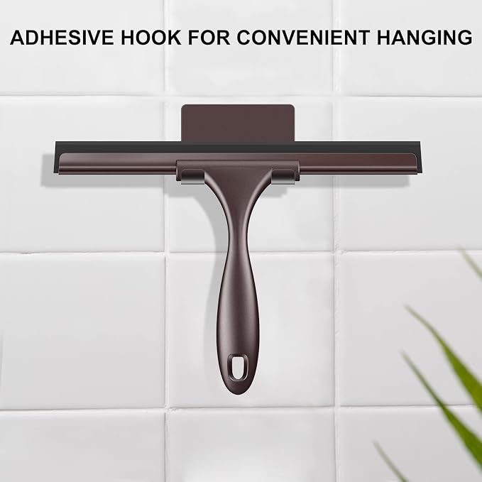 SetSail Shower Squeegee for Glass Doors All-Purpose Squeegee for Shower Glass Door Stainless Steel Window Squeegee with Hook for Car Windshield 12 Inches, Bronze