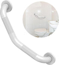 16 Inch Angled Grab Bar, ZUEXT Anti Slip Shower Grab Bar Handles, White Stainless Steel Knurled Bathroom Balance Bar, Safety Hand Rail Support for Handicap Elderly Injury Senior - 1.25" Diameter