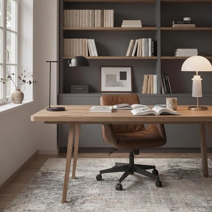 48"x72" Office Chair Mat for Hardwood Tile Floor, Under Desk Carpet Protector for Rolling Computer Chair Mat, Machine Washable Area Rug, Anti-Slip 1/5" Thick Low Pile Thin Vinyl Floor Mat, Mist Grey