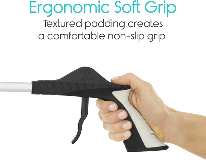 Vive 32" Grabber Reacher Tool - Foldable Pickup Stick with Rotating Jaw & Sensitive Trigger - Heavy Duty Mobility Grip Hand Aid - Extra Reach Extender Claw for Seniors, Elderly, Handicap
