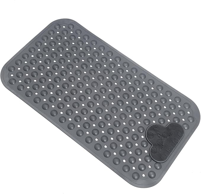 Bath Tub Mat Shower Mat Non Slip Bathtub Mats with Suction Cups Bath Mat for Tub Bathroom Mats 28" X 16" Machine Washable (Gray)