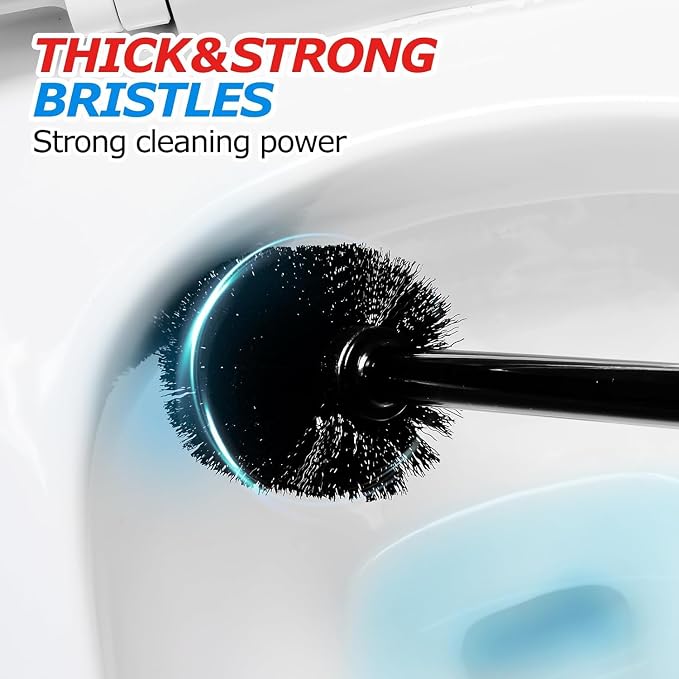 FORASTO 3Pack 2 in 1 Toilet Brush and Plunger Set, Extended Handle Plunger,Toilet Bowl Brush Plunger Set,Bathroom Cleaning Tools,Toilet Brush Plunger Combo,Cleaning Supplies，Black