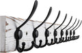Kuhome 32.2'' Large Coat Rack Wall Mount Coat Hooks with 8 Metal Black Triple-Hooks Old White Pine Real Wood Plank Hat Rack for Wall Hooks