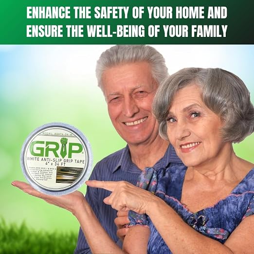 GRIP Anti Slip Tape - 80 Grit High Traction Non-Slip Tape for Stairs, Ramps, Floors, Indoor/Outdoor Use, Easy Cut & Apply, Durable for Heavy Traffic Areas (4" x 34')