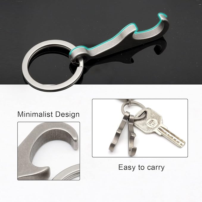 Titanium Bottle Opener, Small Keychain Beer Bottle Opener Can Opener with Stainless Steel Key Ring(2 Packs)