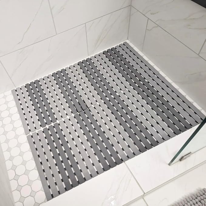 BEMISO Shower Mat Non Slip Bathtub Mat with Suction Cups and Drain Holes 37.4 x15.7 Inch Bath Mat for Tub & Shower.Easy Dry,Easy to Cut,Eco-Friendly