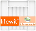Lifewit Silverware Drawer Organizer, Expandable Utensil Tray for Kitchen, BPA Free Flatware and Cutlery Holder, Adjustable Plastic Storage for Spoons Forks Knives, 10.9"-17.5" x 13.7", White