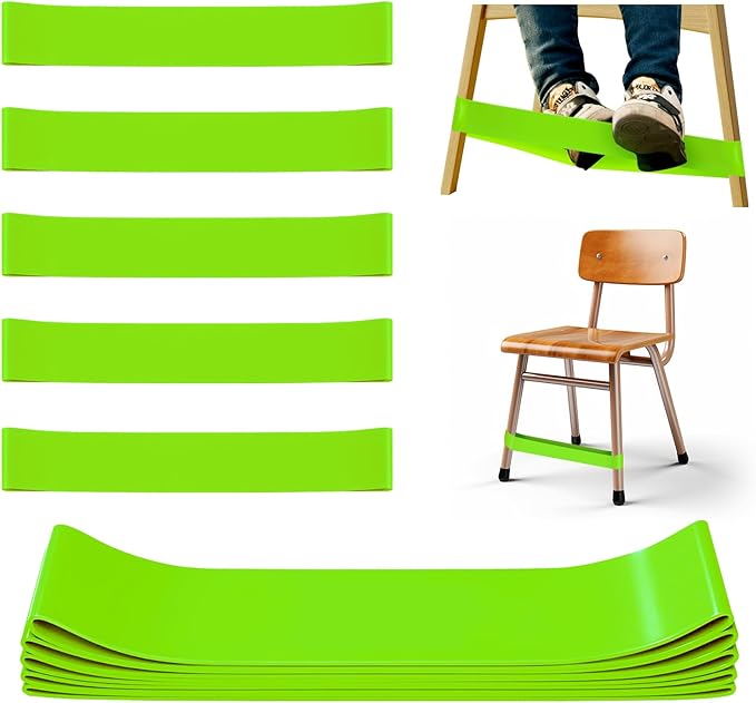 5 Pack Chair Bands for Kids with Fidgety Feet, ADHD Tools for Kids, Fidget Chair Bands ADHD Band for Classroom, ADD Sensory Foot Swing for Under Desk for Kids Autism (Green)