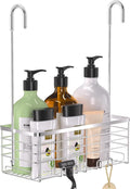 YUOROS Shower Caddy Hanging, Over the Door Shower Organizer Rack 304 Stainless Steel Rustproof Bathroom Storage Shampoo Holder Basket (Silver)