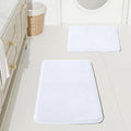 HUXMEYSON Bathroom Rugs Sets 2 Piece, Non-Slip & Quick Dry Bath Mat Set, Ultra Soft Velvet Bath Rugs for Bathroom, Toilet and Shower Floor, White